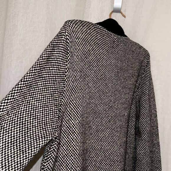 H&M L Black White Checkered Knit Wool Blend Shawl Button Front Cardigan Sweater - Picture 6 of 12